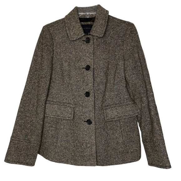 NEW - BANANA REPUBLIC - brown & tan tweed wool blend button front coat - size M - Picture 1 of 7